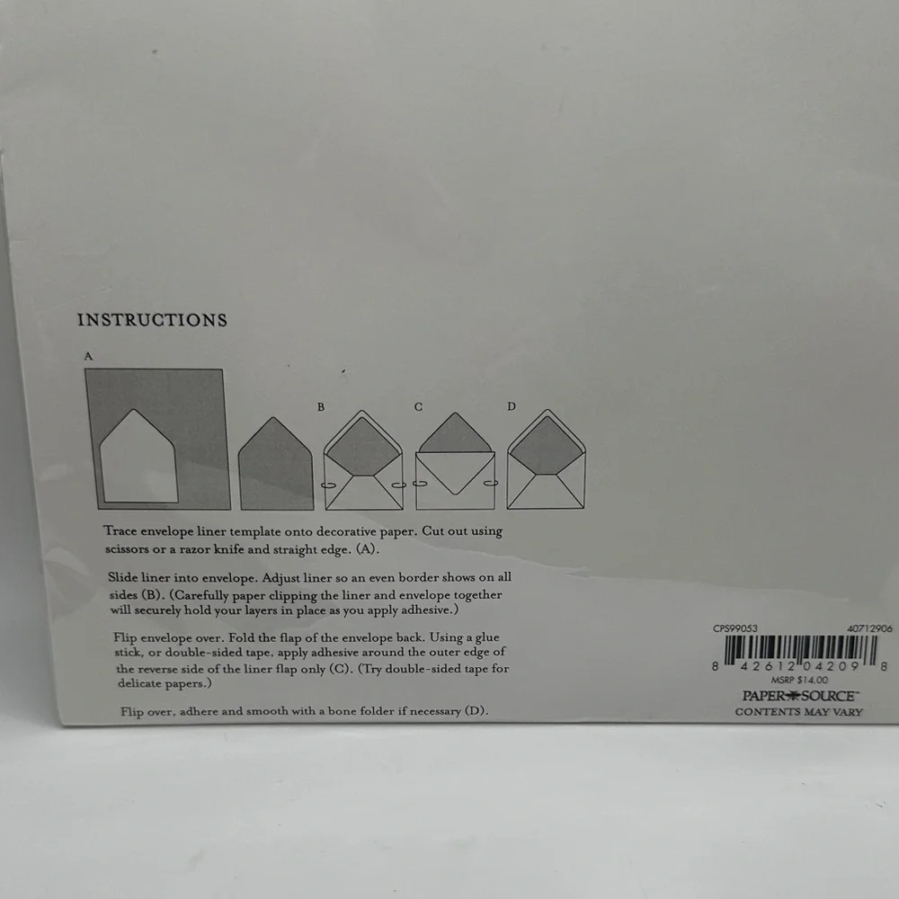 Paper Source White Envelope Liner Templates
